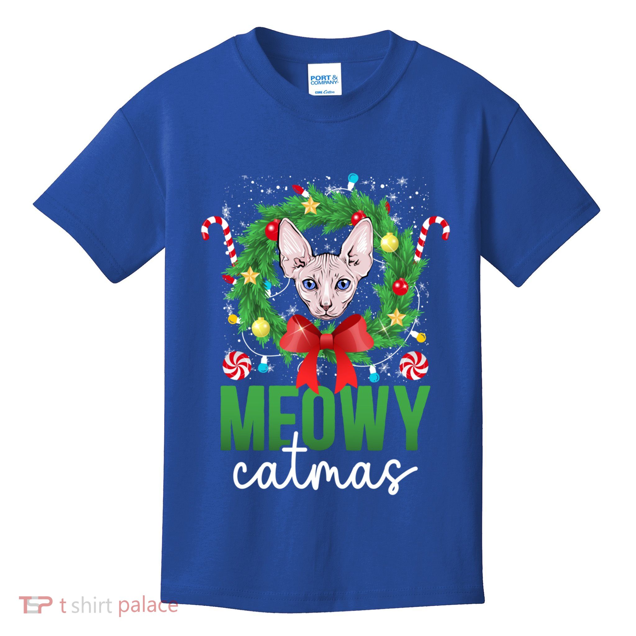 Meowy Catmas Sphynx Cat Christmas Sphynx Cat Xmas Party Meaningful Gift Kids T-Shirt