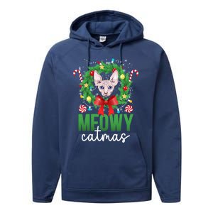 Meowy Catmas Sphynx Cat Christmas Sphynx Cat Xmas Party Meaningful Gift Performance Fleece Hoodie