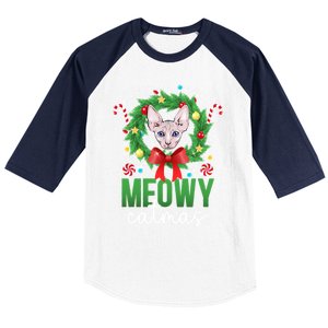 Meowy Catmas Sphynx Cat Christmas Sphynx Cat Xmas Party Meaningful Gift Baseball Sleeve Shirt