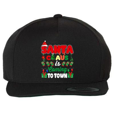 Merry Christmas Santa Claus Coming To Town Retro Xmas Lights Meaningful Gift Wool Snapback Cap