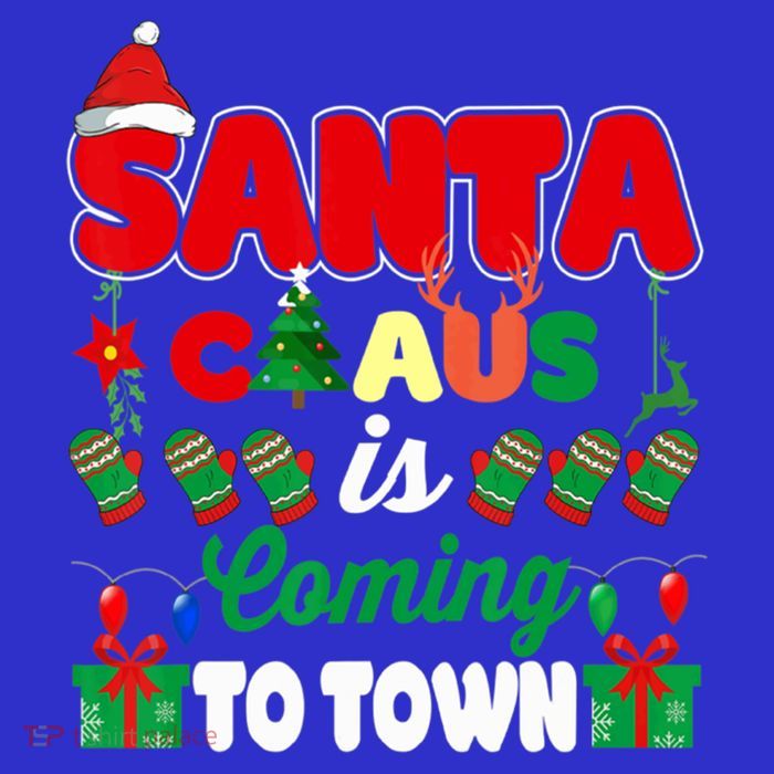 Merry Christmas Santa Claus Coming To Town Retro Xmas Lights Meaningful Gift T-Shirt