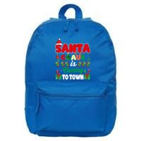 Merry Christmas Santa Claus Coming To Town Retro Xmas Lights Meaningful Gift 16 in Basic Backpack