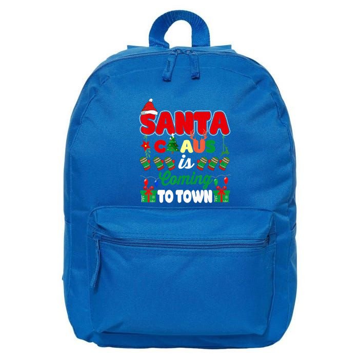 Merry Christmas Santa Claus Coming To Town Retro Xmas Lights Meaningful Gift 16 in Basic Backpack