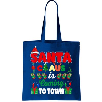 Merry Christmas Santa Claus Coming To Town Retro Xmas Lights Meaningful Gift Tote Bag