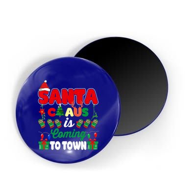 Merry Christmas Santa Claus Coming To Town Retro Xmas Lights Meaningful Gift Magnet