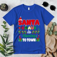 Merry Christmas Santa Claus Coming To Town Retro Xmas Lights Meaningful Gift Premium T-Shirt