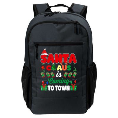 Merry Christmas Santa Claus Coming To Town Retro Xmas Lights Meaningful Gift Daily Commute Backpack