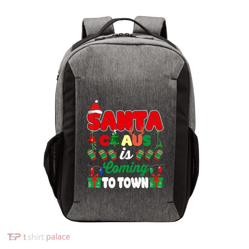 Merry Christmas Santa Claus Coming To Town Retro Xmas Lights Meaningful Gift Vector Backpack