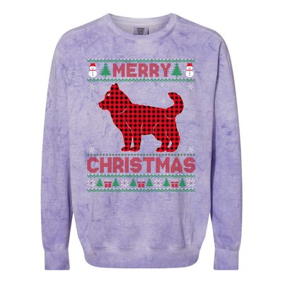 Merry Christmas Siberian Husky Dog Buffalo Red Plaid Sweater Colorblast Crewneck Sweatshirt