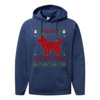 Merry Christmas Siberian Husky Dog Buffalo Red Plaid Sweater Performance Fleece Hoodie