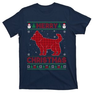 Merry Christmas Siberian Husky Dog Buffalo Red Plaid Sweater T-Shirt