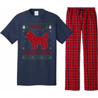 Merry Christmas Siberian Husky Dog Buffalo Red Plaid Sweater Pajama Set