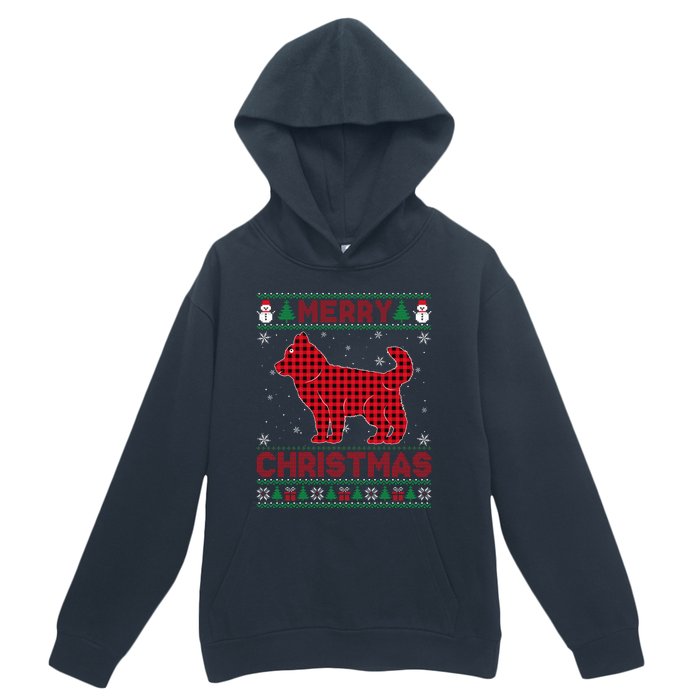 Merry Christmas Siberian Husky Dog Buffalo Red Plaid Sweater Urban Pullover Hoodie