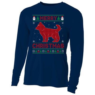 Merry Christmas Siberian Husky Dog Buffalo Red Plaid Sweater Cooling Performance Long Sleeve Crew