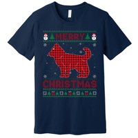 Merry Christmas Siberian Husky Dog Buffalo Red Plaid Sweater Premium T-Shirt