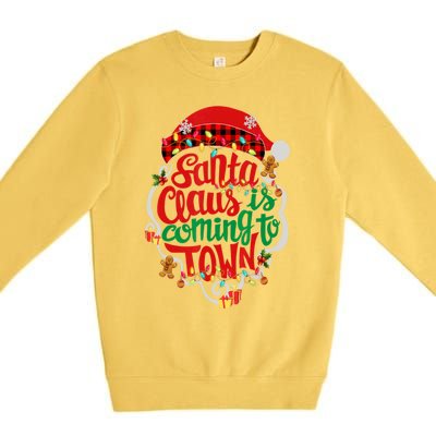 Merry Christmas Santa Claus Is Coming Funny Gingerbread Xmas Gift Premium Crewneck Sweatshirt