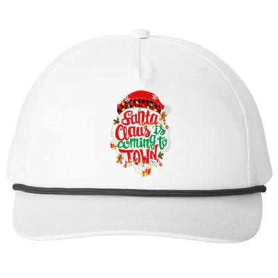 Merry Christmas Santa Claus Is Coming Funny Gingerbread Xmas Gift Snapback Five-Panel Rope Hat