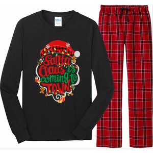 Merry Christmas Santa Claus Is Coming Funny Gingerbread Xmas Gift Long Sleeve Pajama Set