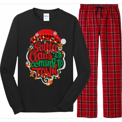 Merry Christmas Santa Claus Is Coming Funny Gingerbread Xmas Gift Long Sleeve Pajama Set