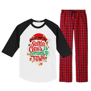 Merry Christmas Santa Claus Is Coming Funny Gingerbread Xmas Gift Raglan Sleeve Pajama Set