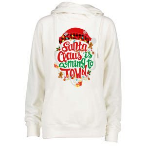 Merry Christmas Santa Claus Is Coming Funny Gingerbread Xmas Gift Womens Funnel Neck Pullover Hood