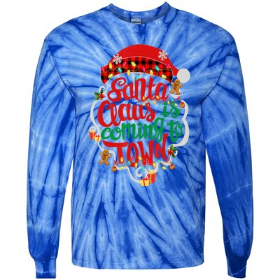 Merry Christmas Santa Claus Is Coming Funny Gingerbread Xmas Gift Tie-Dye Long Sleeve Shirt