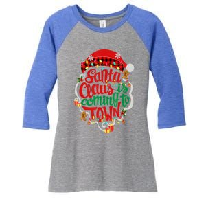 Merry Christmas Santa Claus Is Coming Funny Gingerbread Xmas Gift Women's Tri-Blend 3/4-Sleeve Raglan Shirt