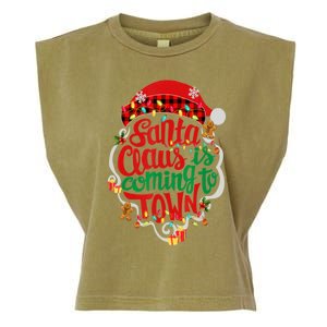 Merry Christmas Santa Claus Is Coming Funny Gingerbread Xmas Gift Garment-Dyed Women's Muscle Tee