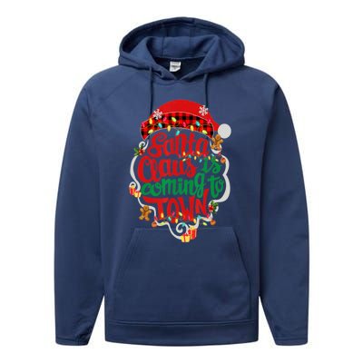 Merry Christmas Santa Claus Is Coming Funny Gingerbread Xmas Gift Performance Fleece Hoodie