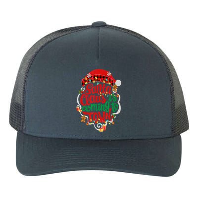 Merry Christmas Santa Claus Is Coming Funny Gingerbread Xmas Gift Yupoong Adult 5-Panel Trucker Hat