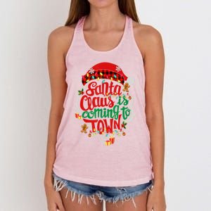 Merry Christmas Santa Claus Is Coming Funny Gingerbread Xmas Gift Women's Knotted Racerback Tank