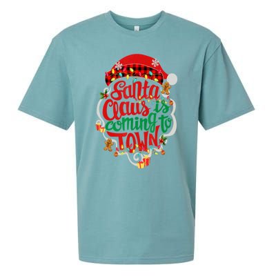 Merry Christmas Santa Claus Is Coming Funny Gingerbread Xmas Gift Sueded Cloud Jersey T-Shirt