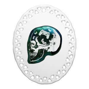 Mind Controller Skull Gaming Gamer Ceramic Oval Ornament