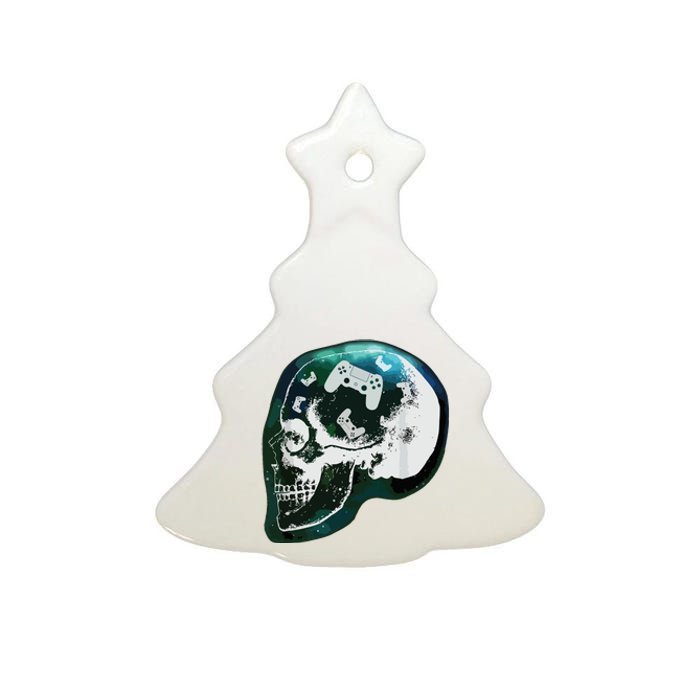 Mind Controller Skull Gaming Gamer Ceramic Tree Ornament