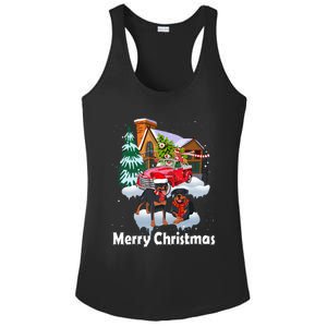 Merry Christmas Santa Rottweiler Dog Christmas Truck Gift Ladies PosiCharge Competitor Racerback Tank