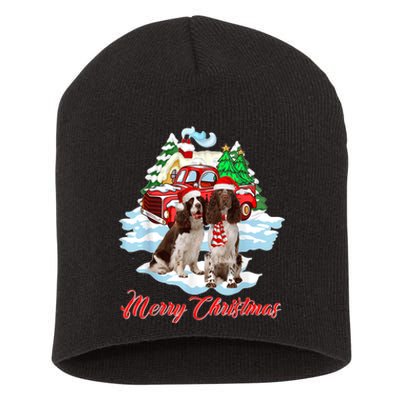 Merry Christmas Santa English Springer Spaniel Dog Xmas Short Acrylic Beanie