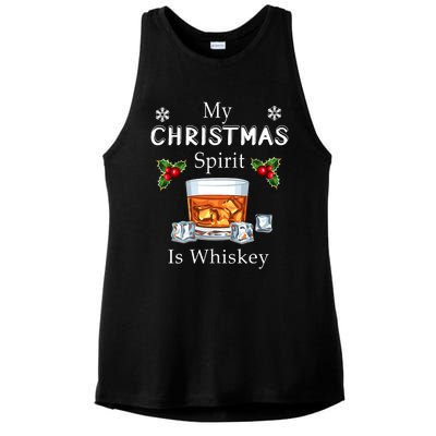 My Christmas Spirit Is Whiskey Drinking Merry Xmas Ladies PosiCharge Tri-Blend Wicking Tank