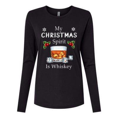 My Christmas Spirit Is Whiskey Drinking Merry Xmas Womens Cotton Relaxed Long Sleeve T-Shirt