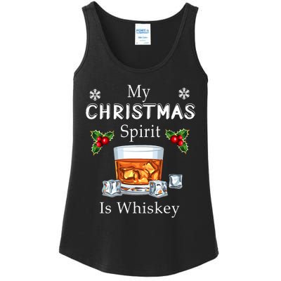 My Christmas Spirit Is Whiskey Drinking Merry Xmas Ladies Essential Tank