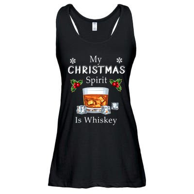 My Christmas Spirit Is Whiskey Drinking Merry Xmas Ladies Essential Flowy Tank