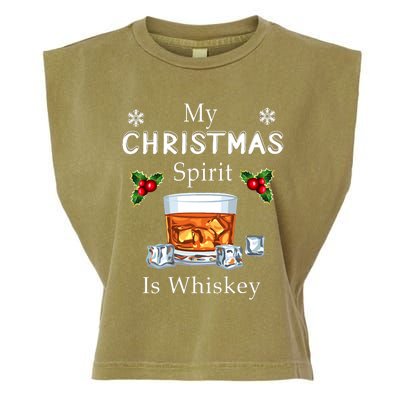 My Christmas Spirit Is Whiskey Drinking Merry Xmas Garment-Dyed Women's Muscle Tee