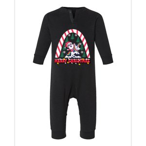 Merry Christmas Santa Claus Riding Unicorn Candy Cane Cute Gift Infant Fleece One Piece