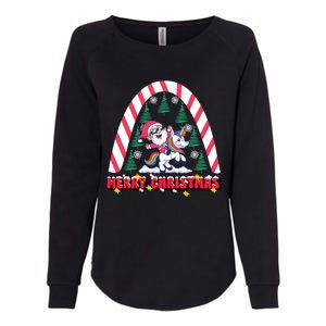 Merry Christmas Santa Claus Riding Unicorn Candy Cane Cute Gift Womens California Wash Sweatshirt