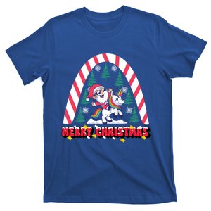 Merry Christmas Santa Claus Riding Unicorn Candy Cane Cute Gift T-Shirt