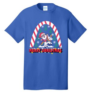 Merry Christmas Santa Claus Riding Unicorn Candy Cane Cute Gift Tall T-Shirt