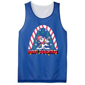 Merry Christmas Santa Claus Riding Unicorn Candy Cane Cute Gift Mesh Reversible Basketball Jersey Tank