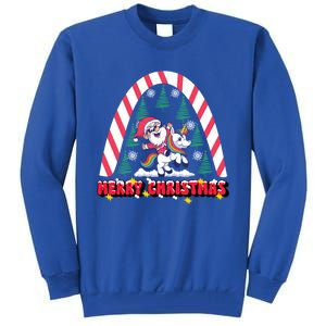 Merry Christmas Santa Claus Riding Unicorn Candy Cane Cute Gift Tall Sweatshirt