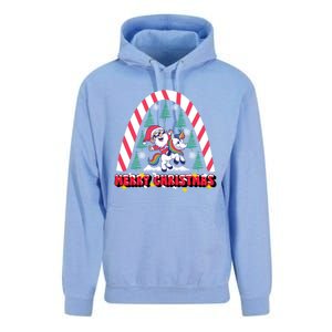 Merry Christmas Santa Claus Riding Unicorn Candy Cane Cute Gift Unisex Surf Hoodie