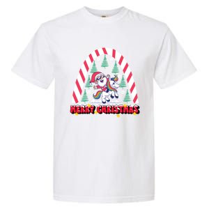 Merry Christmas Santa Claus Riding Unicorn Candy Cane Cute Gift Garment-Dyed Heavyweight T-Shirt