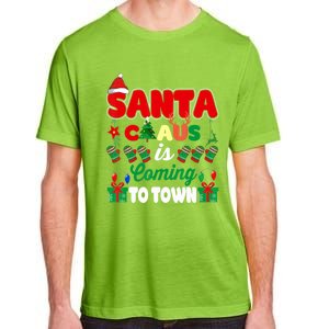 Merry Christmas Santa Claus Coming To Town Retro Xmas Lights Gift Adult ChromaSoft Performance T-Shirt